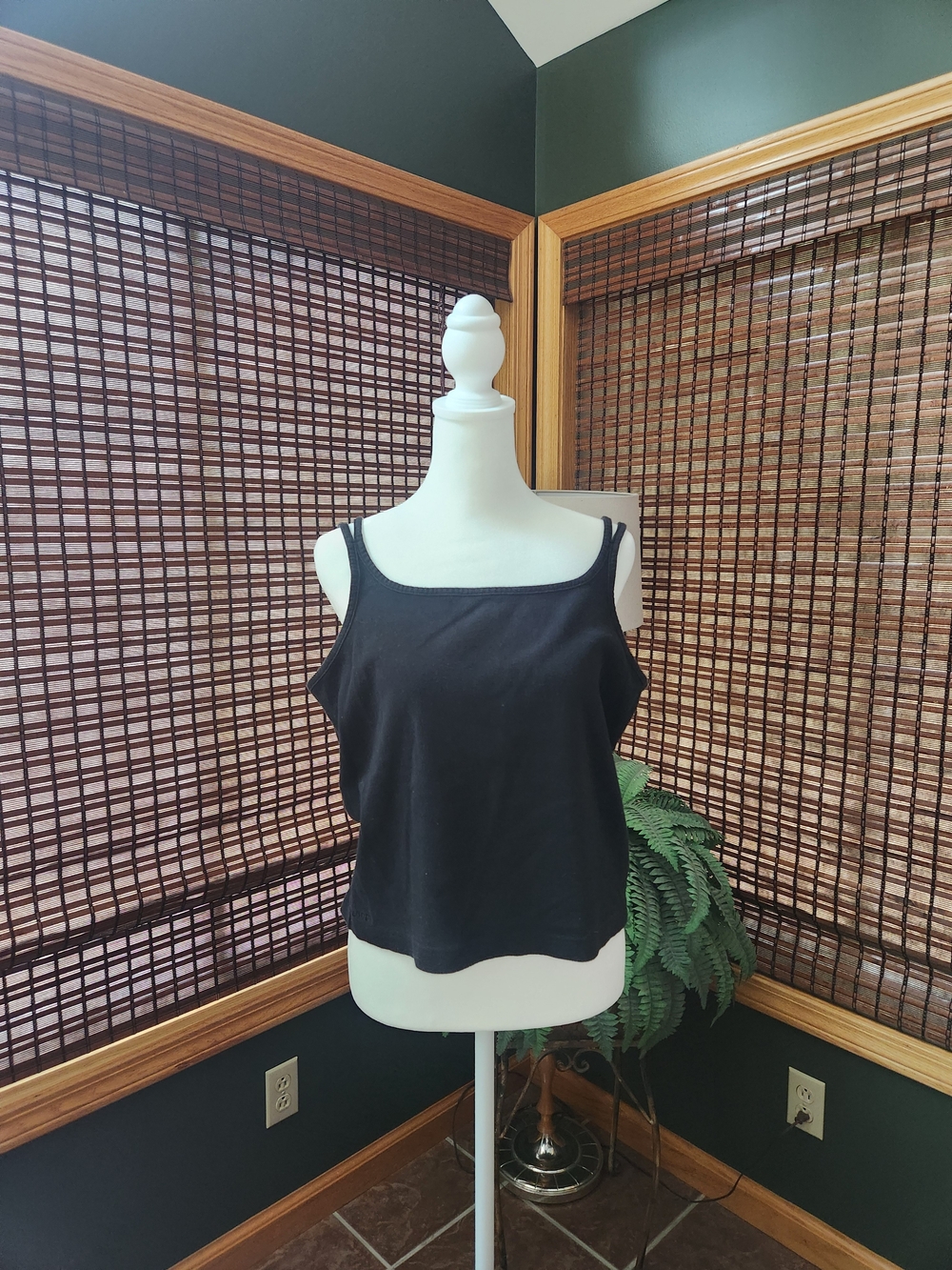 Lauren Ralph Lauren Black Square-Neck Tank Top